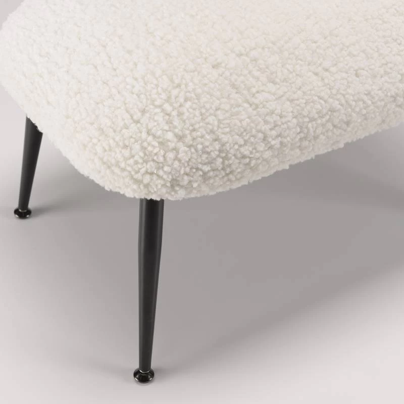 Tabouret Cosy Tissu Bouclette Blanc – Image 6