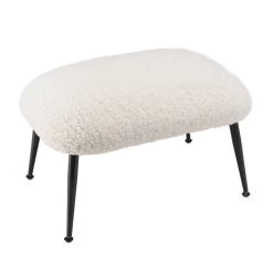 Tabouret Cosy Tissu Bouclette Blanc