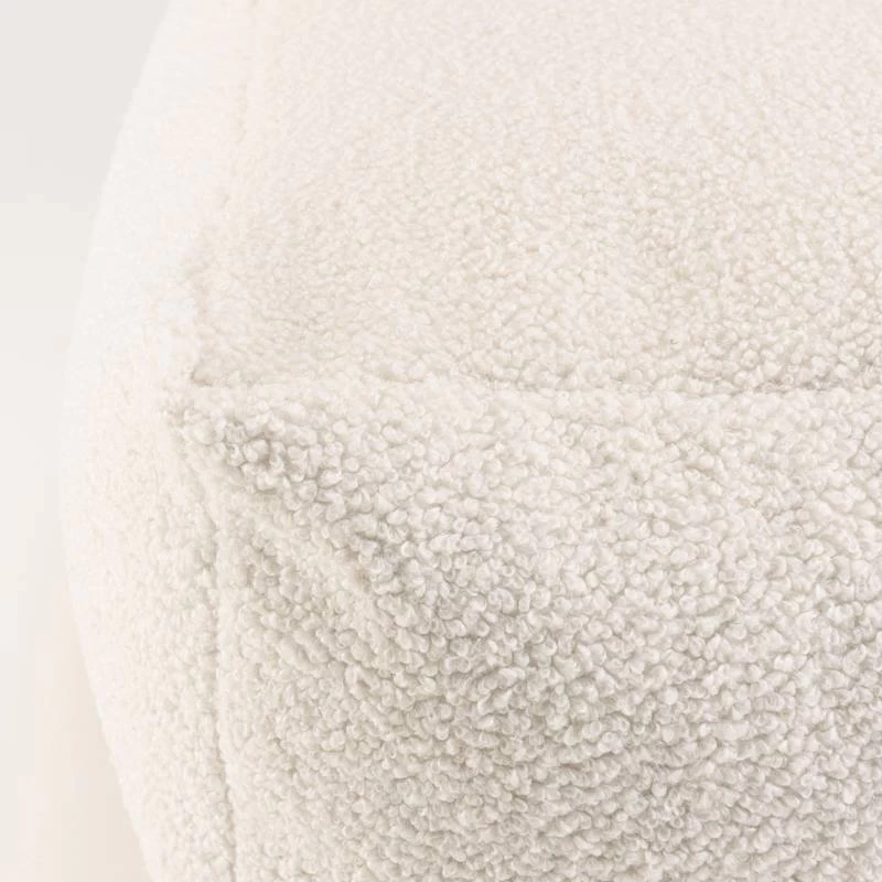 Pouf Carré 53x53cm Tissu Bouclette Blanc – Image 3