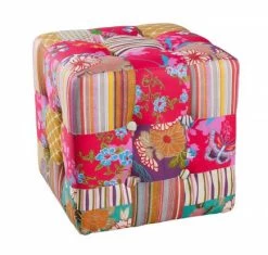 Pouf Carré Tissu Bohème