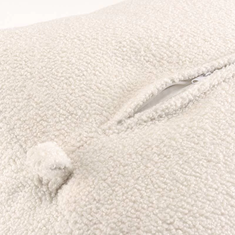 Pouf Carré 53x53cm Tissu Bouclette Blanc – Image 6