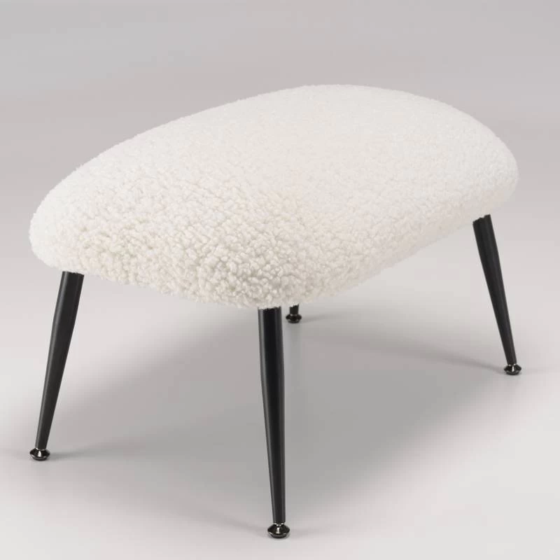 Tabouret Cosy Tissu Bouclette Blanc – Image 7