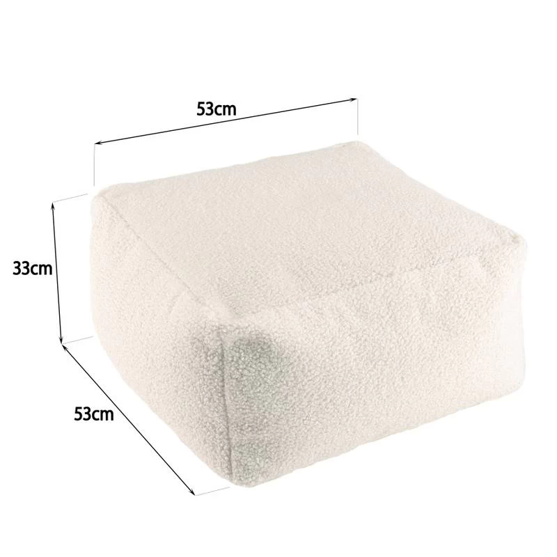Pouf Carré 53x53cm Tissu Bouclette Blanc – Image 7