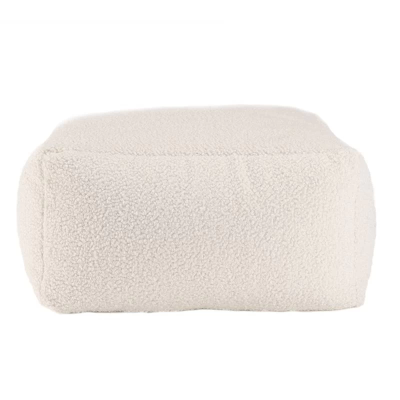Pouf Carré 53x53cm Tissu Bouclette Blanc – Image 4